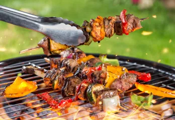 Colorful roasted vegetable skewers for healthy summer grilling