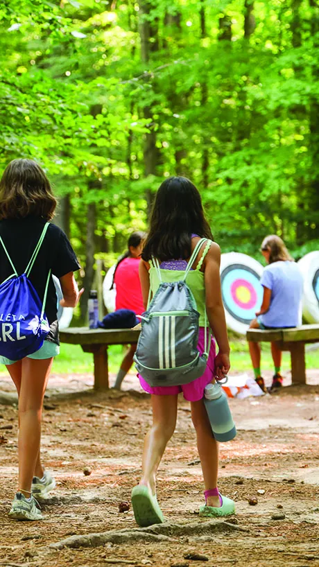campers walking to archery
