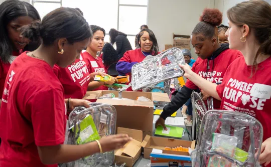Group of teens volunteering