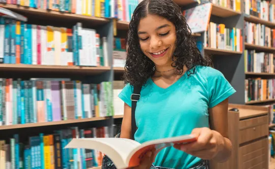 Teen reading after school
