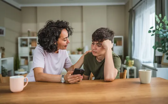 Mother and son have a tough conversation