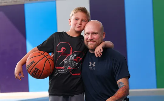 Father and son at the YMCA