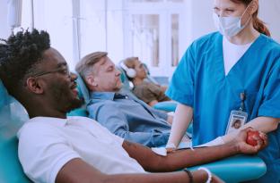 Man preparing to donate blood
