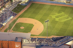 Drone shot of local baseball field minor league 