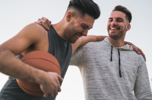 men hugging