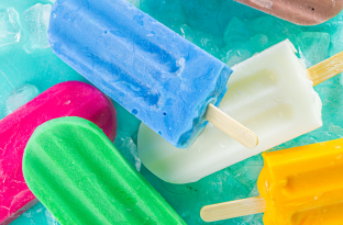 popsicles on a bed of light blue ice