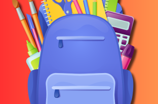 Multicolored image of a backpack