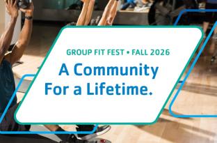 Group fitness class at the Y with A Community for a Lifetime overlay