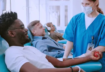 Man preparing to donate blood