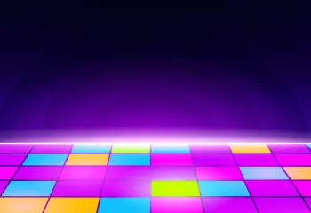 Bright multicolored floor lights with purple hues