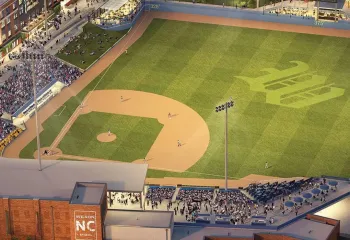 Drone shot of local baseball field minor league 