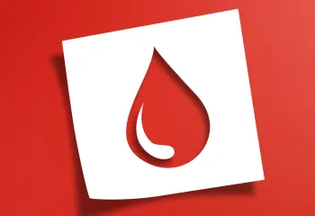 paper cutout of a drop of blood 