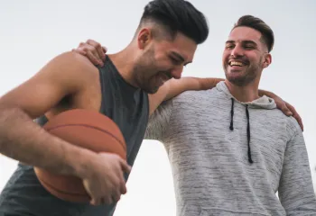 men hugging