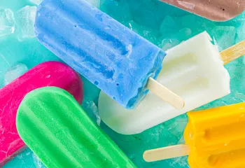 popsicles on a bed of light blue ice