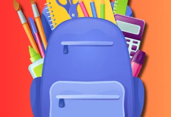 Multicolored image of a backpack