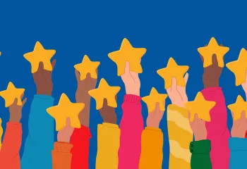 illustration of hands holding up gold stars of appreciation