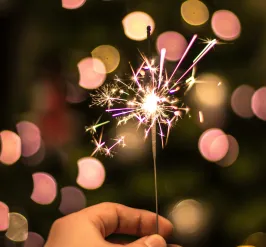 sparkler in hand