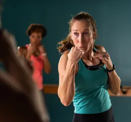 Kickboxing group fitness class at the Y