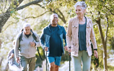 Group of senior adults walking outside