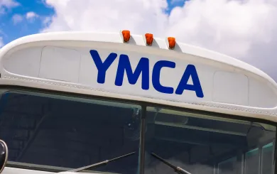 Front of a YMCA bus