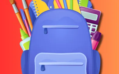 Multicolored image of a backpack