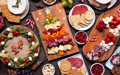a buffet of holiday food