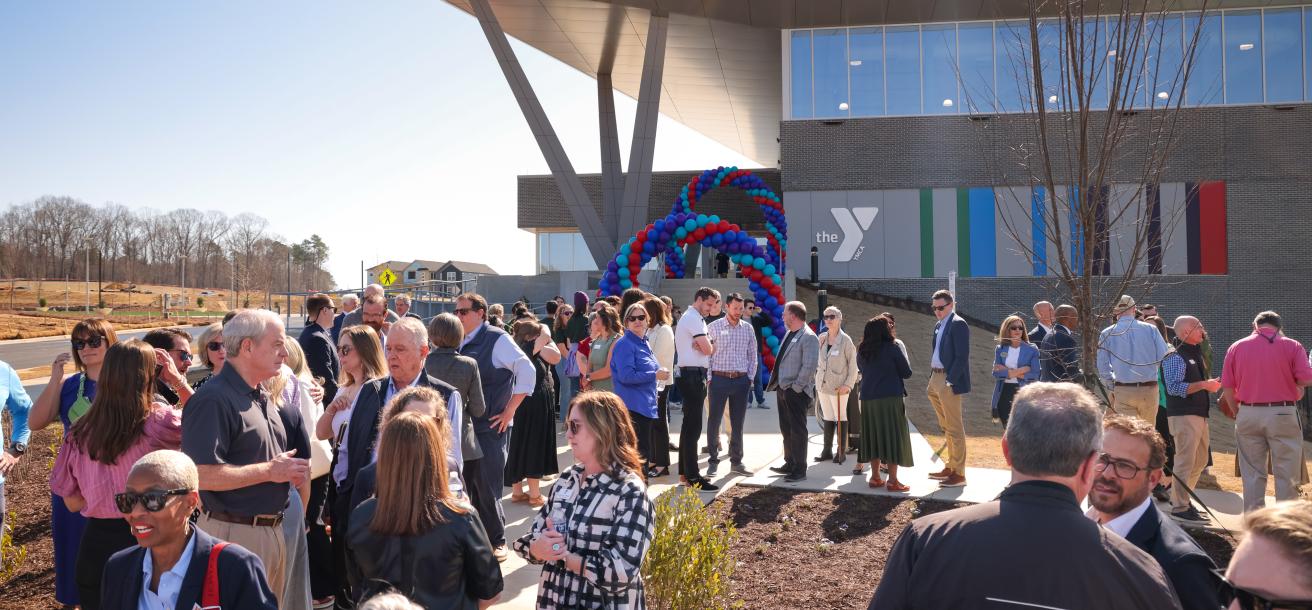 Group of attendees at the Chatham Park YMCA Ribbon-Cutting (March 2025)