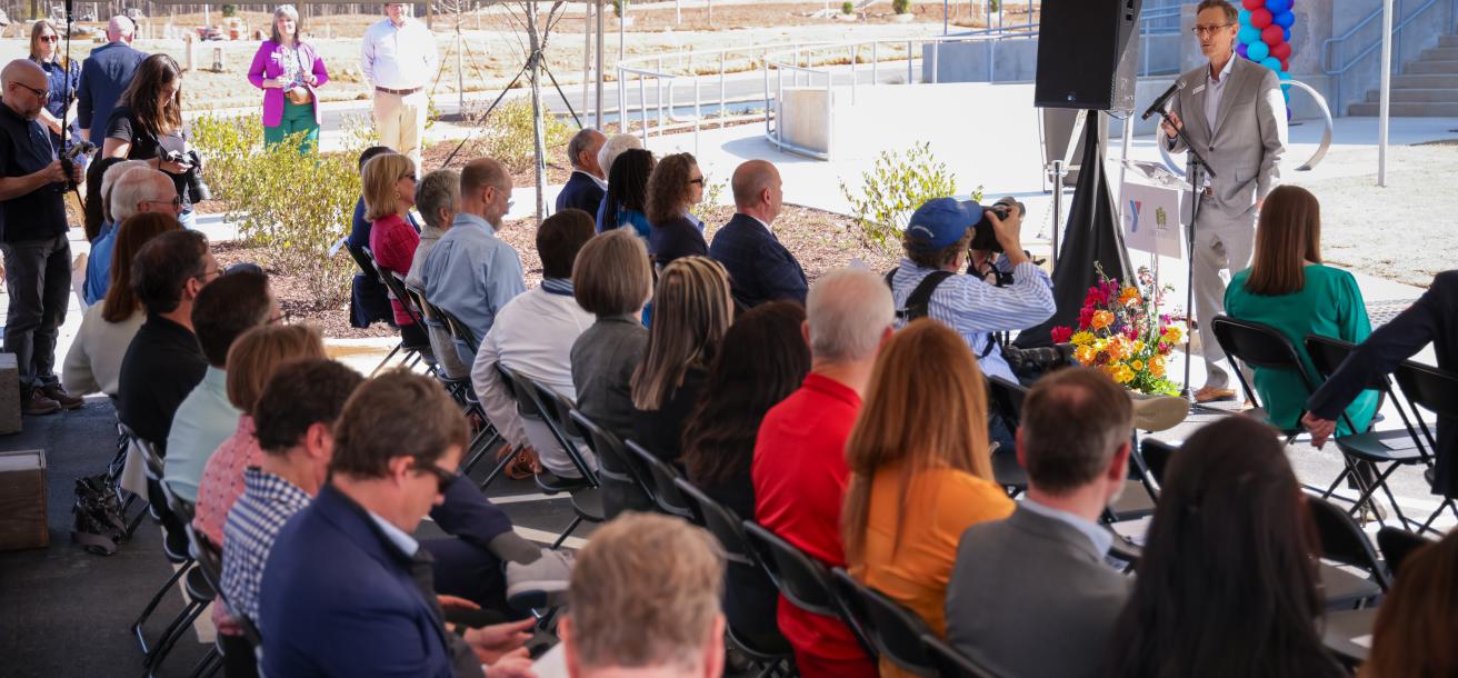 YMCA of the Triangle CEO Bruce Ham speaking at the Chatham Park YMCA Ribbon-Cutting (March 2025)