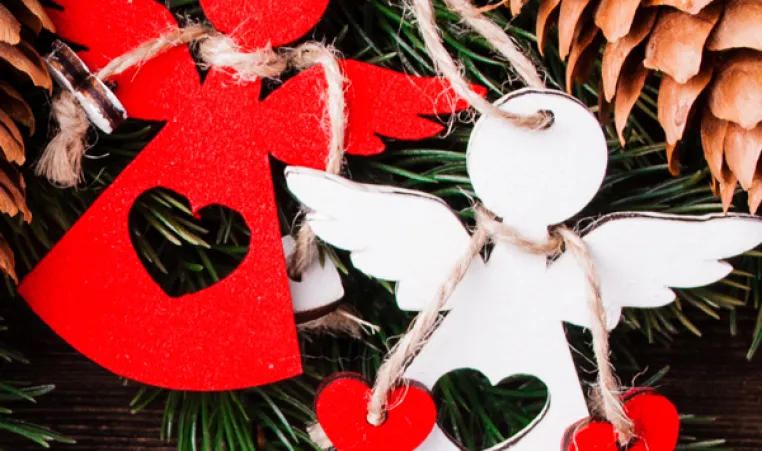 Angel ornaments on a Christmas tree