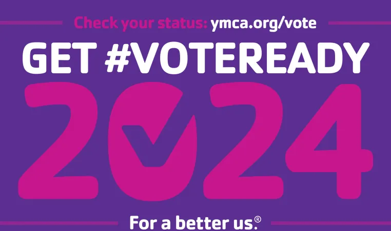 pink and purple graphic for voter registration day and getting hashtag vote read